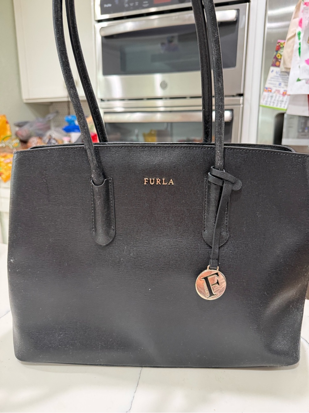 Furla Tessa Black Leather Tote